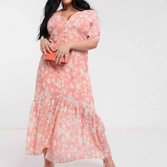 hope and ivy embroidered midi dress with ruched sleeves